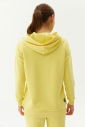 Kadın Sarı Kapüşonlu Kanguru Cepli Pamuklu Spor Düz Sweatshirt 8785 - 5