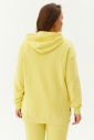 Kadın Sarı Kapüşonlu Kanguru Cepli Pamuklu Spor Düz Sweatshirt 8785 - 20