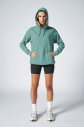 Kadın Mavi Kapüşonlu Kanguru Cepli Pamuklu Spor Düz Sweatshirt | 8785 - 2