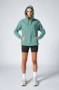 Kadın Mavi Kapüşonlu Kanguru Cepli Pamuklu Spor Düz Sweatshirt | 8785 - 2