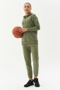 Kadın Yeşil Kapüşonlu Kanguru Cepli Pamuklu Spor Düz Sweatshirt | 8785 - 9