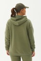 Kadın Yeşil Kapüşonlu Kanguru Cepli Pamuklu Spor Düz Sweatshirt | 8785 - 6