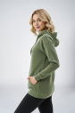 Kadın Yeşil Kapüşonlu Kanguru Cepli Pamuklu Spor Düz Sweatshirt | 8785 - 2