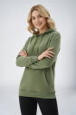 Kadın Yeşil Kapüşonlu Kanguru Cepli Pamuklu Spor Düz Sweatshirt | 8785 - 1
