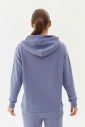 Kadın Mavi Kapüşonlu Kanguru Cepli Pamuklu Spor Düz Sweatshirt | 8785 - 9