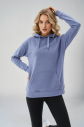 Kadın Mavi Kapüşonlu Kanguru Cepli Pamuklu Spor Düz Sweatshirt | 8785 - 1