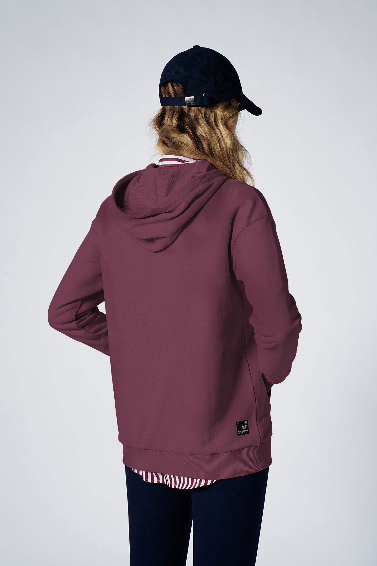 Kadın Koyu Pembe Kapüşonlu Kanguru Cepli Pamuklu Spor Düz Sweatshirt | 8785 - BİLCEE (1)