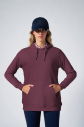 Kadın Koyu Pembe Kapüşonlu Kanguru Cepli Pamuklu Spor Düz Sweatshirt | 8785 - 1