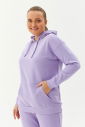 Kadın Lila Kapüşonlu Kanguru Cepli Pamuklu Spor Düz Sweatshirt | 8785 - 2