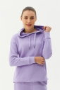 Kadın Lila Kapüşonlu Kanguru Cepli Pamuklu Spor Düz Sweatshirt | 8785 - 9