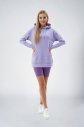 Kadın Lila Kapüşonlu Kanguru Cepli Pamuklu Spor Düz Sweatshirt | 8785 - 1