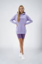 Kadın Lila Kapüşonlu Kanguru Cepli Pamuklu Spor Düz Sweatshirt | 8785 - 1