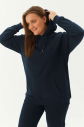 Kadın Lacivert Kapüşonlu Kanguru Cepli Pamuklu Spor Düz Sweatshirt | 8785 - 2