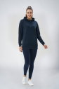 Kadın Lacivert Kapüşonlu Kanguru Cepli Pamuklu Spor Düz Sweatshirt | 8785 - 3