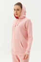 Kadın Pudra Kapüşonlu Kanguru Cepli Pamuklu Spor Düz Sweatshirt | 8785 - 8