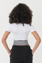 Kadın Beyaz Kısa Kollu Desenli Spor Crop Body | 0077 - 2