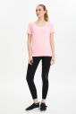 Kadın Pembe Kısa Kollu Sırt Detaylı Yumuşak Dokulu Performans Spor Tişört 0715 - 4