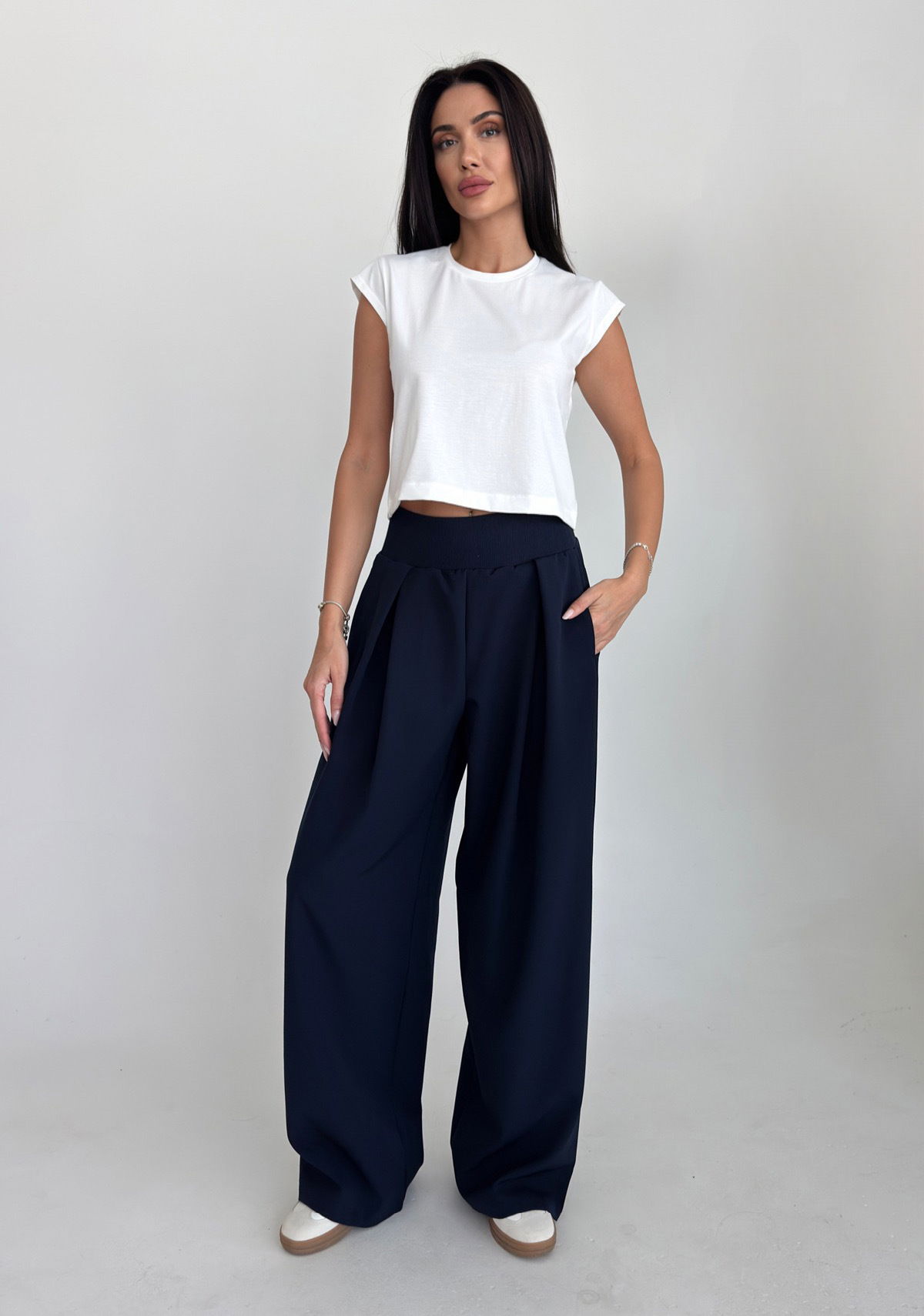 Kadın Lacivert Desıgn Palazzo Bol Pantolon | 4592 - BİLCEE