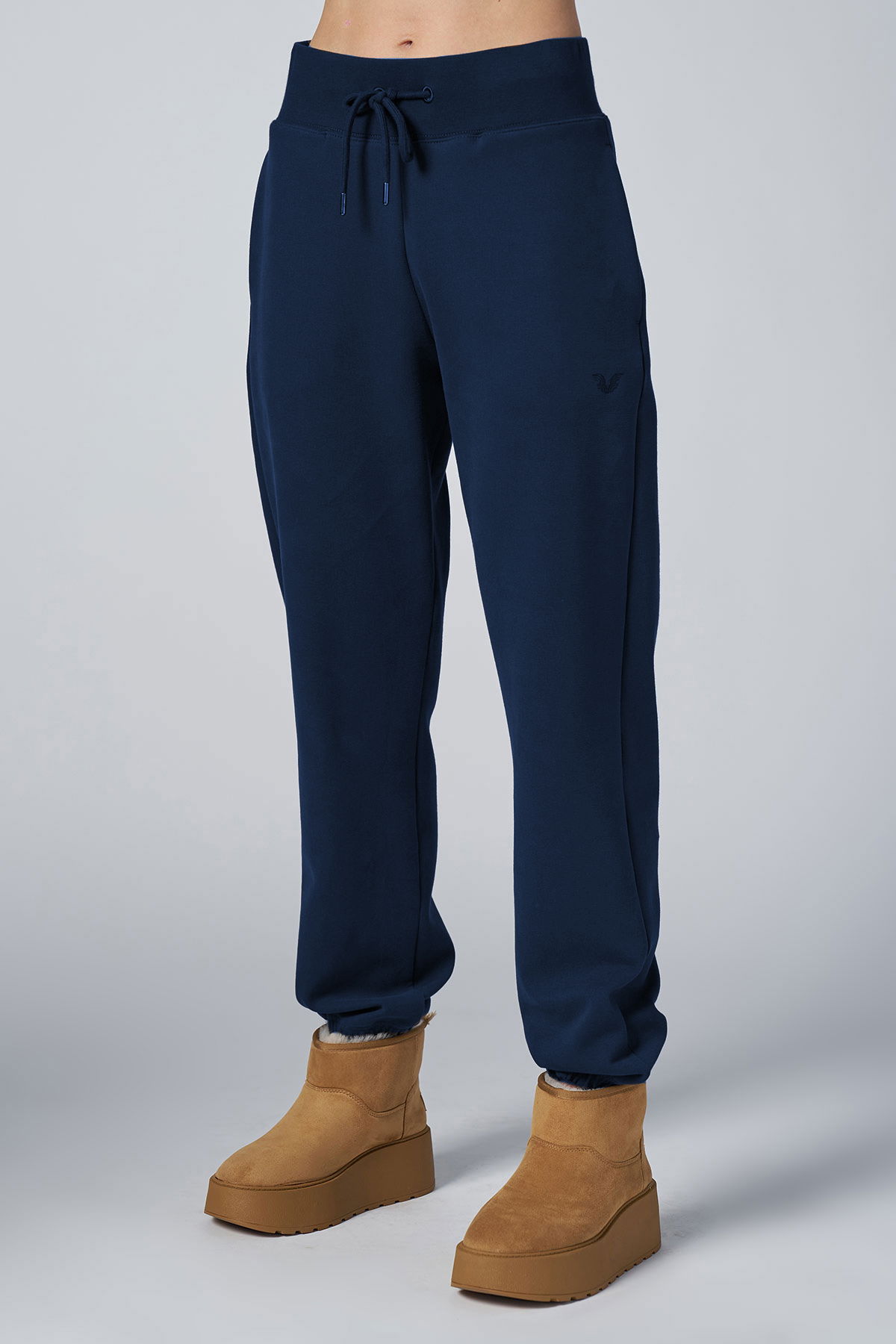 Kadın Lacivert Fırçalı Yumuşak Dokulu Lastikli Paça Yüksek Belli Eşofman Altı | 4784 - BİLCEE