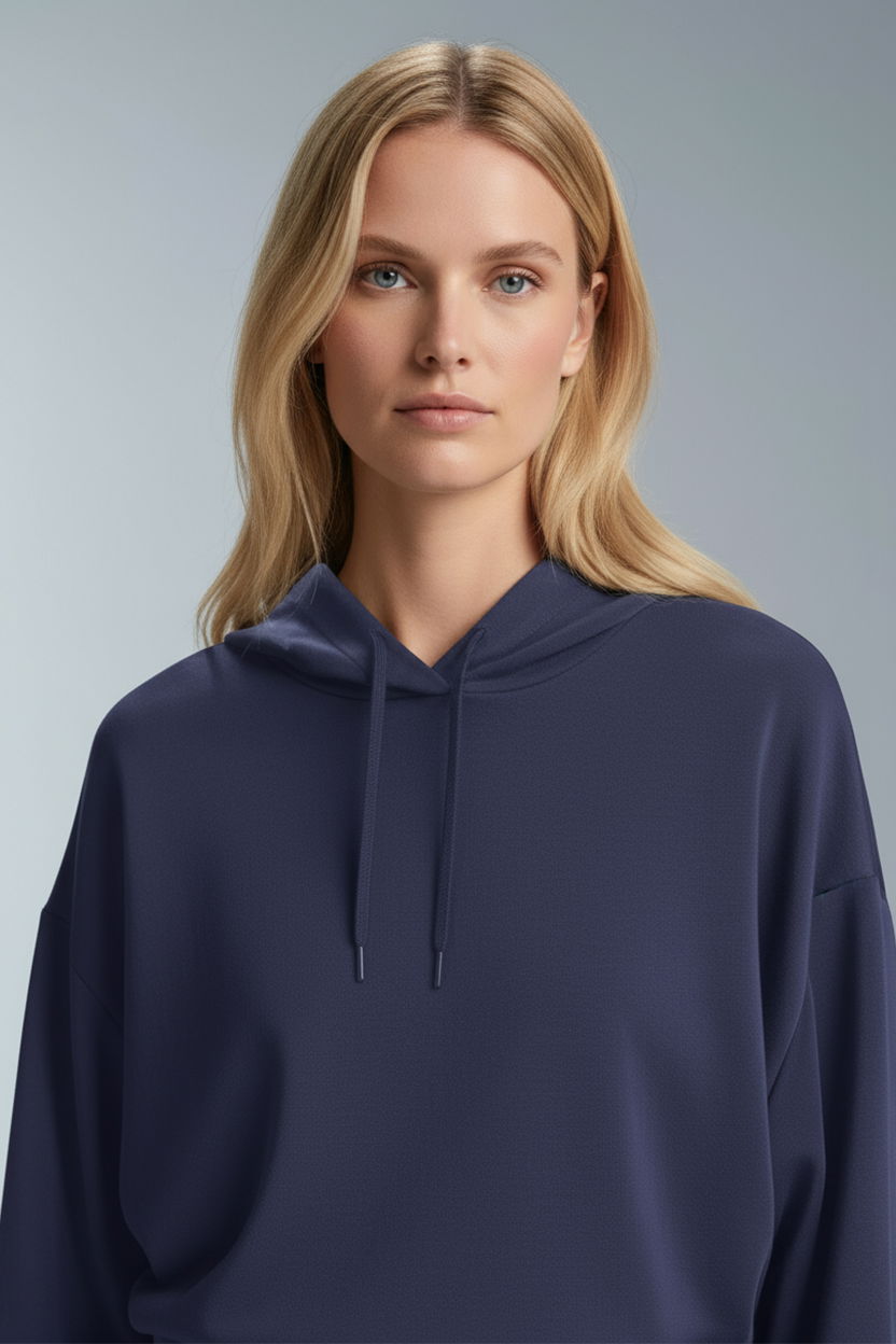 Kadın Lacivert Kapüşonlu Modal Sweatshırt | 4841 - BİLCEE (1)