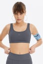 Kadın Gri Likralı Pedli Spor Crop Toparlayıcı Bra Sporcu Sütyeni Büstiyer 0819 - 1