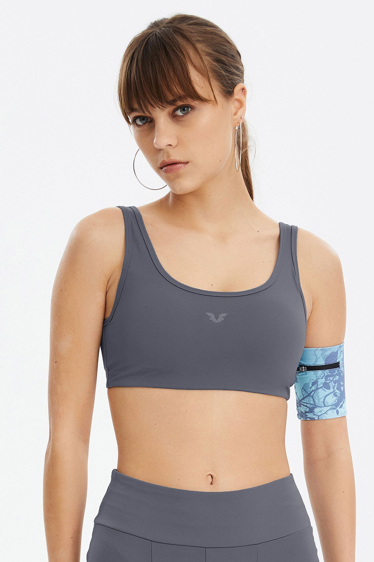 Kadın Gri Likralı Pedli Spor Crop Toparlayıcı Bra Sporcu Sütyeni Büstiyer 0819 - BİLCEE (1)