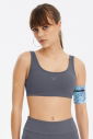 Kadın Gri Likralı Pedli Spor Crop Toparlayıcı Bra Sporcu Sütyeni Büstiyer 0819 - 2