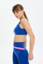 Kadın Saks Mavi Likralı Pedli Spor Crop Toparlayıcı Bra Sporcu Sütyeni Büstiyer 0819 - 3