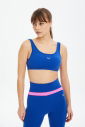 Kadın Saks Mavi Likralı Pedli Spor Crop Toparlayıcı Bra Sporcu Sütyeni Büstiyer 0819 - 1