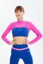 Kadın Saks Mavi Likralı Pedli Spor Crop Toparlayıcı Bra Sporcu Sütyeni Büstiyer 0819 - 6