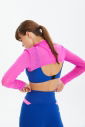 Kadın Saks Mavi Likralı Pedli Spor Crop Toparlayıcı Bra Sporcu Sütyeni Büstiyer 0819 - 8