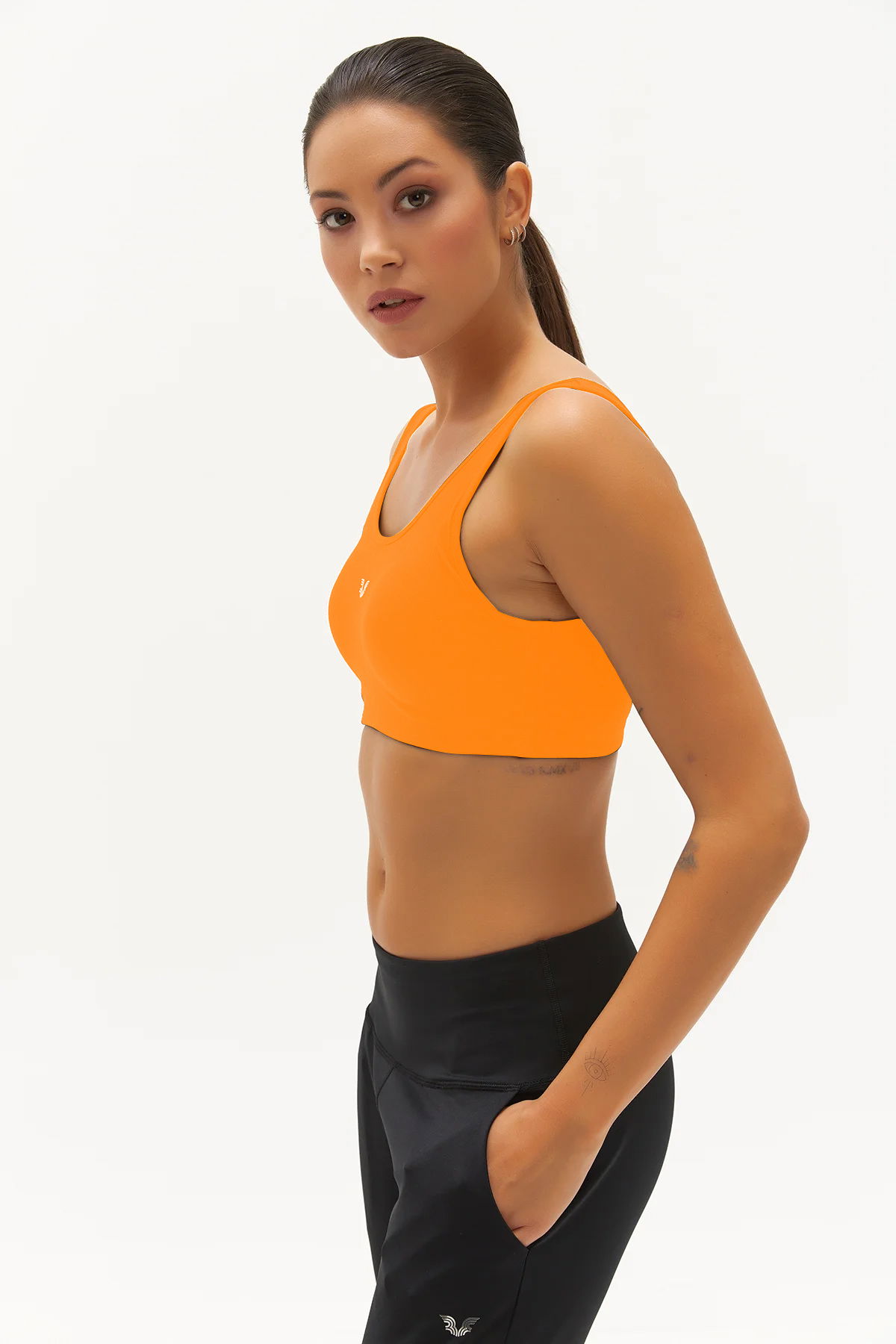 Kadın Turuncu Likralı Pedli Spor Crop Toparlayıcı Bra Sporcu Sütyeni Büstiyer | 0819 - BİLCEE (1)