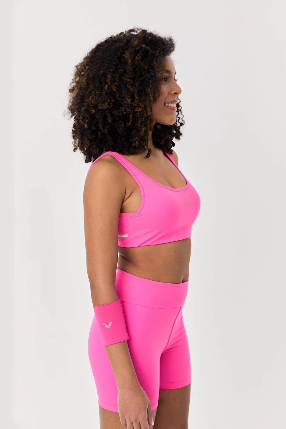 Kadın V.Pınk Likralı Pedli Spor Crop Toparlayıcı Bra Sporcu Sütyeni Büstiyer | 0819 - BİLCEE (1)