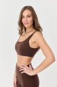 Kadın Kahverengi Likralı Pedli Spor Crop Toparlayıcı Bra Sporcu Sütyeni Büstiyer | 0819 - 8