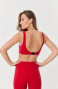 Kadın Kırmızı Likralı Pedli Spor Crop Toparlayıcı Bra Sporcu Sütyeni Büstiyer 0819 - 2