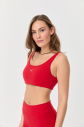 Kadın Kırmızı Likralı Pedli Spor Crop Toparlayıcı Bra Sporcu Sütyeni Büstiyer 0819 - 5