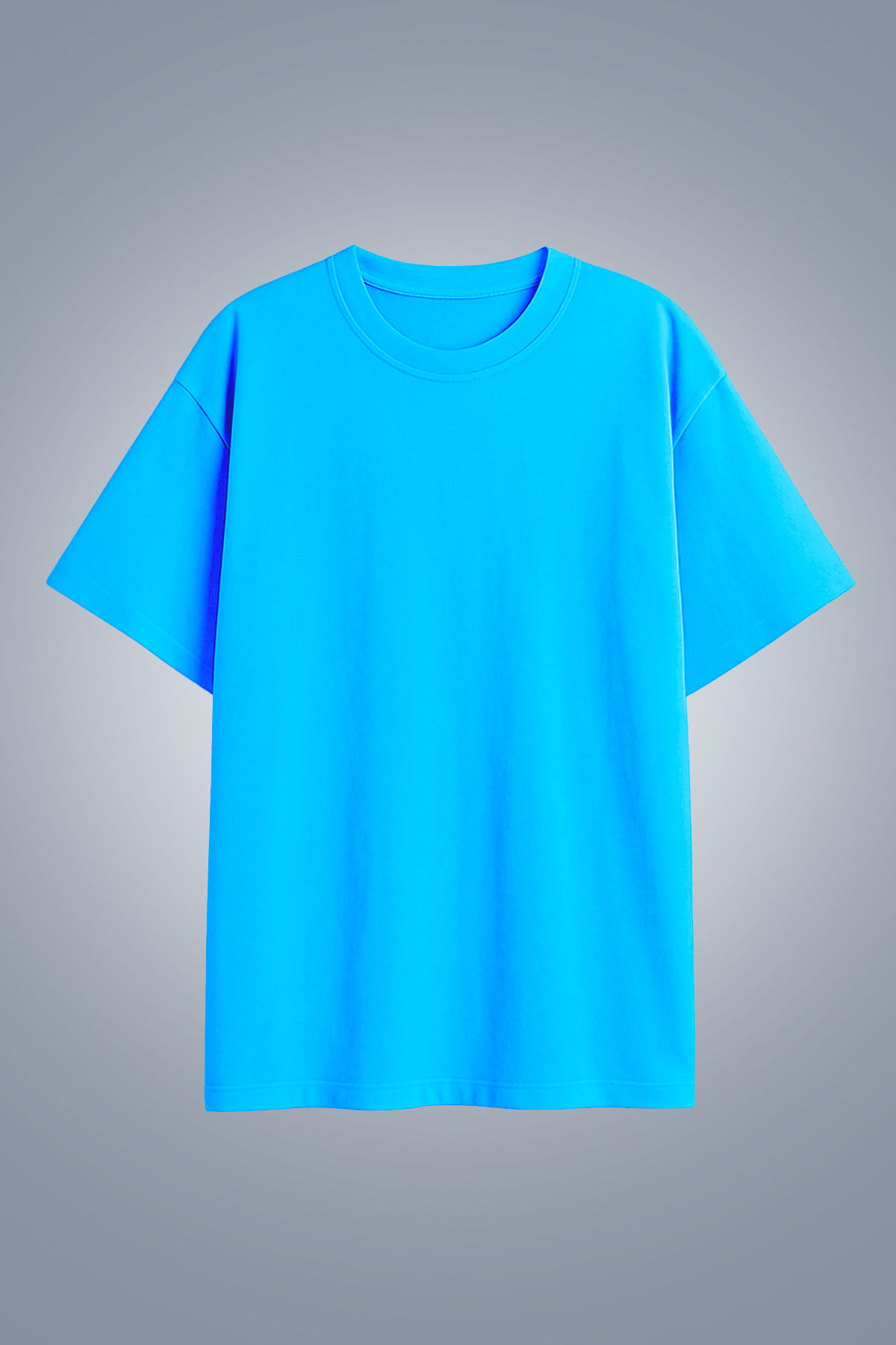 Kadın Mavi Oversize Tişört | 4583 - BİLCEE