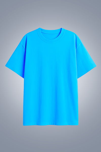 Kadın Mavi Oversize Tişört | 4583 