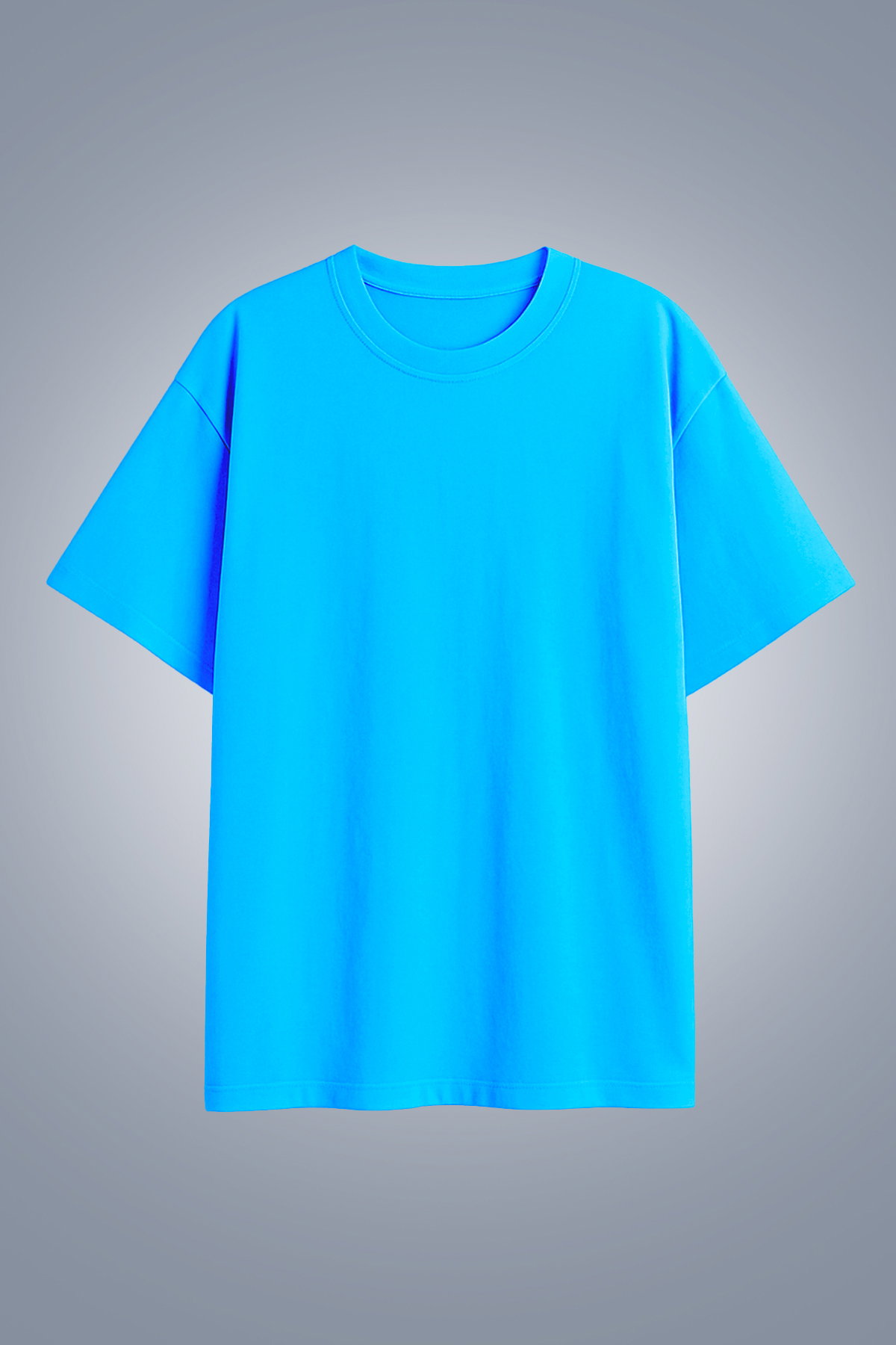 Kadın Mavi Oversize Tişört | 4583 - BİLCEE