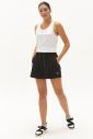 Kadın Siyah Pamuk Likralı Sporcu Şortlu Mini Boy Etek | 0702 - 11