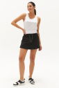 Kadın Siyah Pamuk Likralı Sporcu Şortlu Mini Boy Etek | 0702 - 13