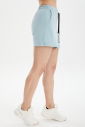 Kadın Mavi Pamuk Likralı Sporcu Şortlu Mini Boy Etek | 0702 - 5