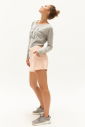 Kadın Pudra Pamuk Likralı Sporcu Şortlu Mini Boy Etek | 0702 - 4