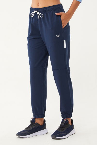 Kadın Lacivert Organik Pamuklu Bol Spor Eşofman Altı 0722 