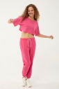 Kadın Fuşya Organik Pamuklu Bol Spor Eşofman Altı | 0722 - 4