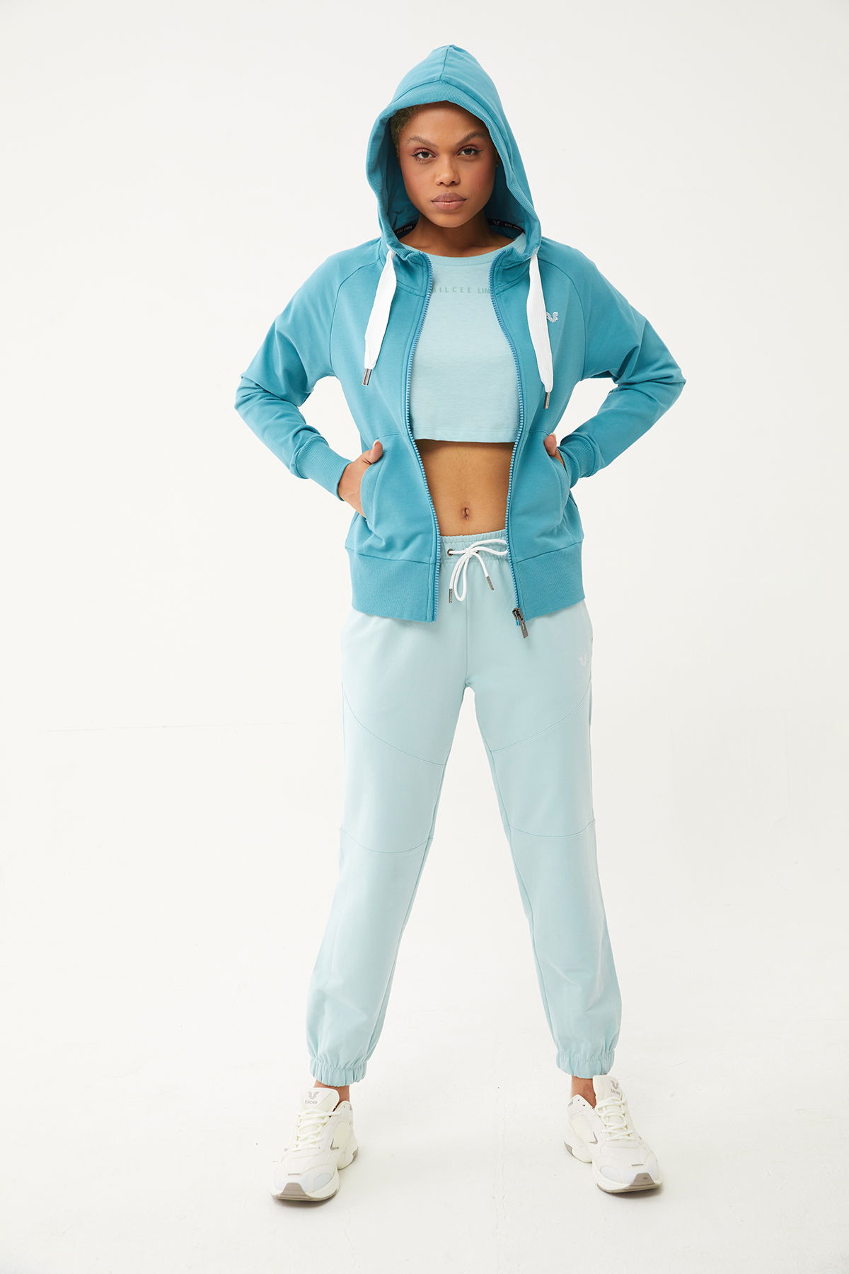 Kadın Nil Yeşili Organik Pamuklu Bol Spor Eşofman Altı | 0722 - BİLCEE (1)