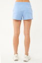 Kadın Koyu Mavi İpli Organik Pamuklu Kısa Fit Spor Şort | 0665 - 5