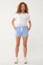 Kadın Koyu Mavi İpli Organik Pamuklu Kısa Fit Spor Şort | 0665 - 6