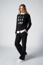 Kadın Siyah Organik Pamuklu İçi Tüylü Sweatshirt | 0719 - 3