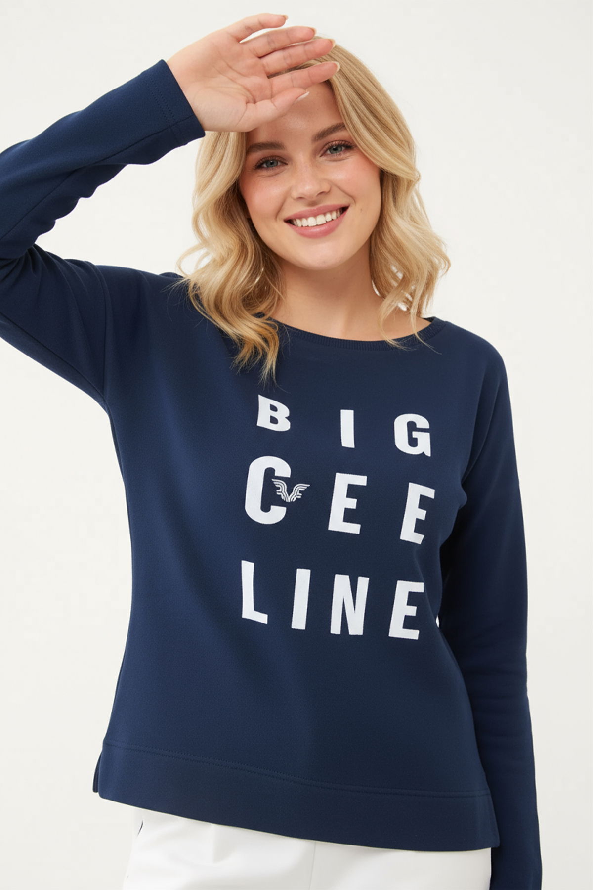 Kadın Lacivert Organik Pamuklu İçi Tüylü Sweatshirt | 0719 - BİLCEE